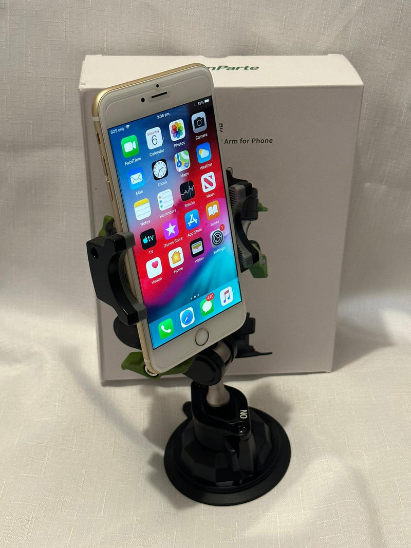 LAN PARTE Heavy Duty Universal Car Large Aluminum Suction Cup Phone 360° Holder Flexible Bracket (Width 9cm)