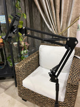 Load image into Gallery viewer, Universal Tripod Floor Stand with 360° Flexible Scissor Boom Arm Extendable to Height 180cm for Phone or Tablet
