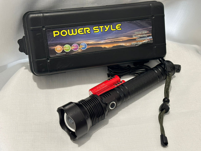 LED Rechargeable XPH70 6000 Lumens Ultra-Bright Zoomable Waterproof Powerful 3-Modes Tactical Flash Torch Light with 2 x 18650 Battery