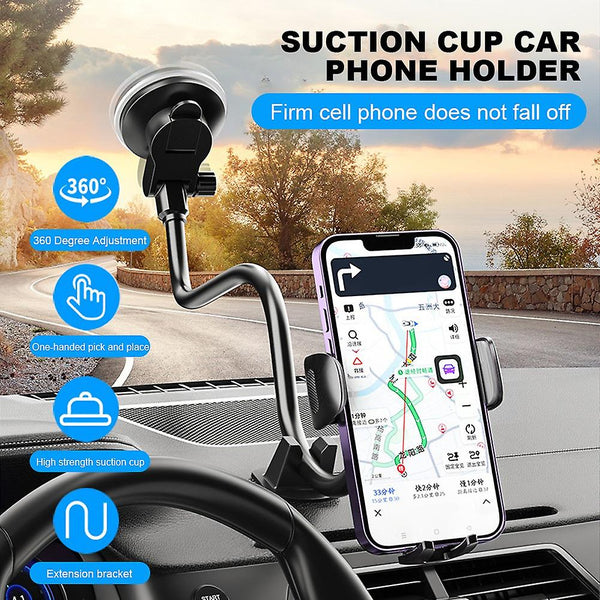 MAILUZHE Adjustable Windshield Suction Cup Phone Mount for Universal Truck Bus Dashboard 40cm Length