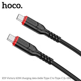 HOCO X59 1.0 Meter Fabric Braided Nylon Anti Bending USB Type C to C 60W 3A Fast Charging & Data Hotcync Cable