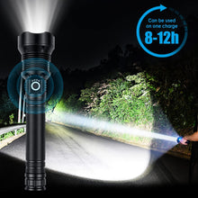 Load image into Gallery viewer, LED Rechargeable XPH70 6000 Lumens Ultra-Bright Zoomable Waterproof Powerful 3-Modes Tactical Flash Torch Light with 2 x 18650 Battery
