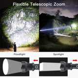 LED Rechargeable XPH70 6000 Lumens Ultra-Bright Zoomable Waterproof Powerful 3-Modes Tactical Flash Torch Light with 2 x 18650 Battery