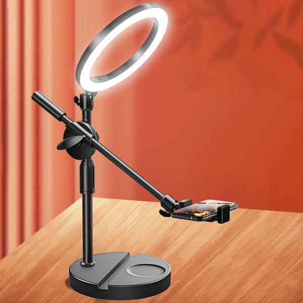 Desktop Phone Mount Selfie Ring Light 26CM With Stand Articulating Arm Camera Mount Heavy Base