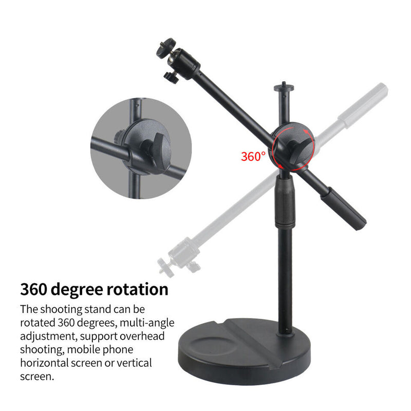 Desktop Phone Mount Selfie Ring Light 26CM With Stand Articulating Arm Camera Mount Heavy Base