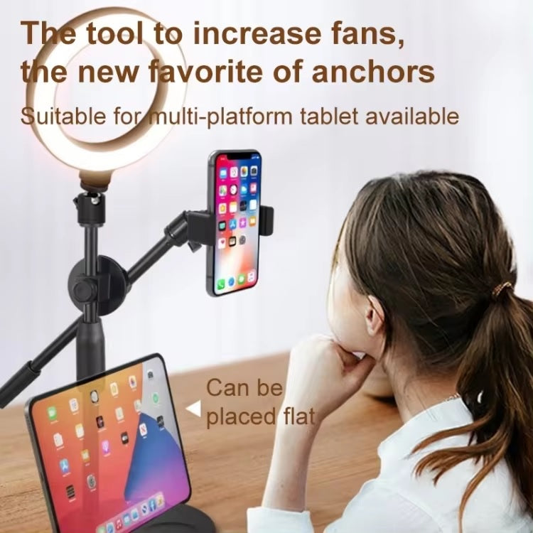 Desktop Phone Mount Selfie Ring Light 26CM With Stand Articulating Arm Camera Mount Heavy Base