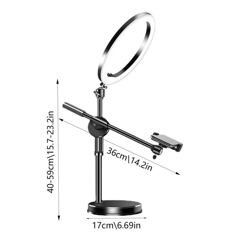 Desktop Phone Mount Selfie Ring Light 26CM With Stand Articulating Arm Camera Mount Heavy Base