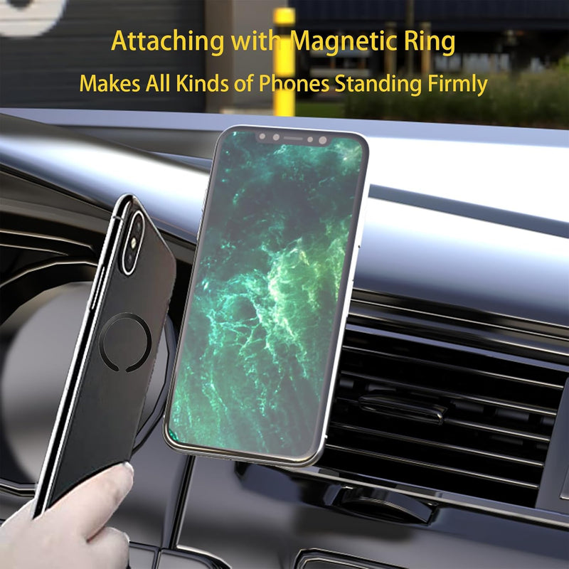 Universal Car Air Vent with Anti-Fall Clip Fully Compatible for Vent Magnetic Magsafe with Metal Ring