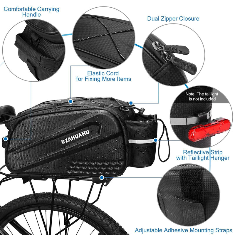 RZAHUAHU Bicycle Bag Large Capacity Cycling MTB Road Mountain Bike Saddle Bag Luggage Carrier Seat Pannier Bicycle Accessories 10L (YA-367)