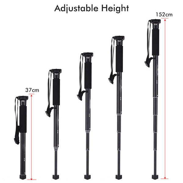 YUNTENG YT-218 Portable Photography Monopod Alum Alloy 1/4" Screw Mount 37-152cm Adjustable Height Max. Load 1.5kg