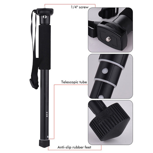 YUNTENG YT-218 Portable Photography Monopod Alum Alloy 1/4" Screw Mount 37-152cm Adjustable Height Max. Load 1.5kg