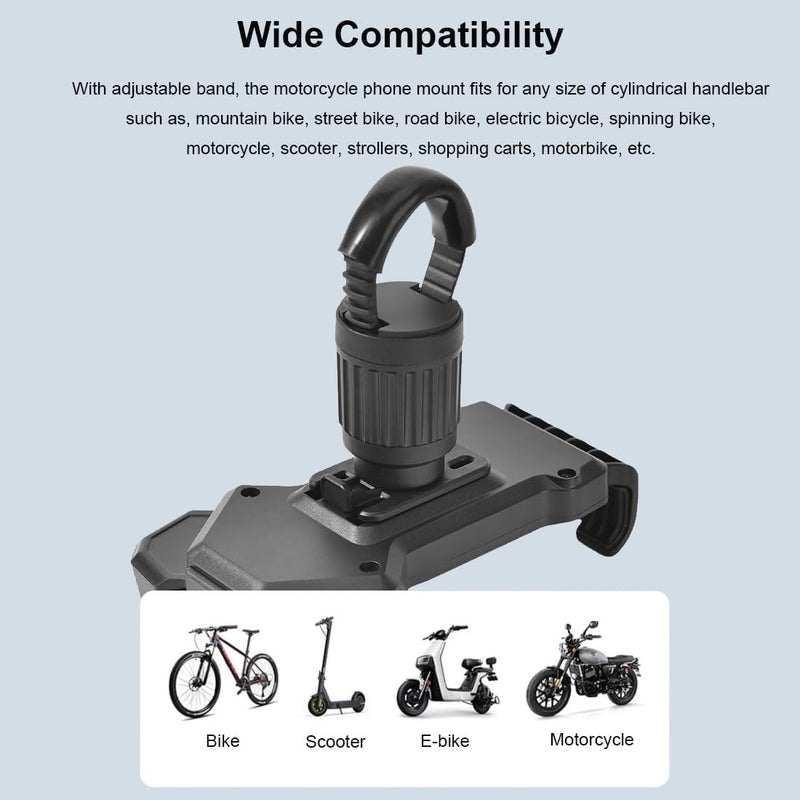 Universal Phone Holder with Adjustable Strap for Bike Bicycle E-Bike Scooter One Touch Open Support Phone Size up to 7.2"