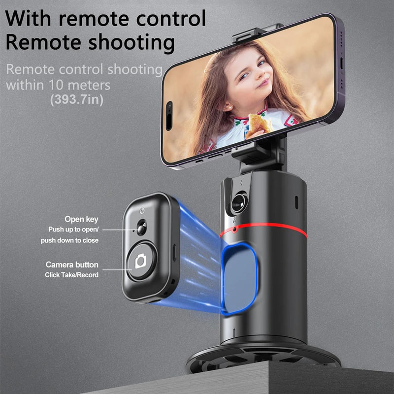 360° Rotatable Gimbal Fast Face & Object Tracking, Auto Face Tracking Tripod, Remote Control Camera, Portable All-in-one Cameraman Robot Mount for Phone Video Vlog Live Streaming with Upgraded Auto Tracking Phone Holder (P02)