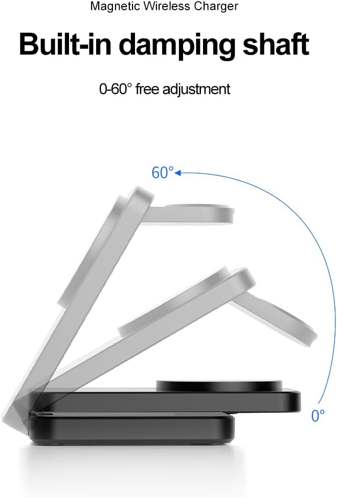 Magsafe Magnetic Fast Wireless Charger pad, iPhone Charging Station, 3 in 1 Charger Stand for Phone Watch and Earphone