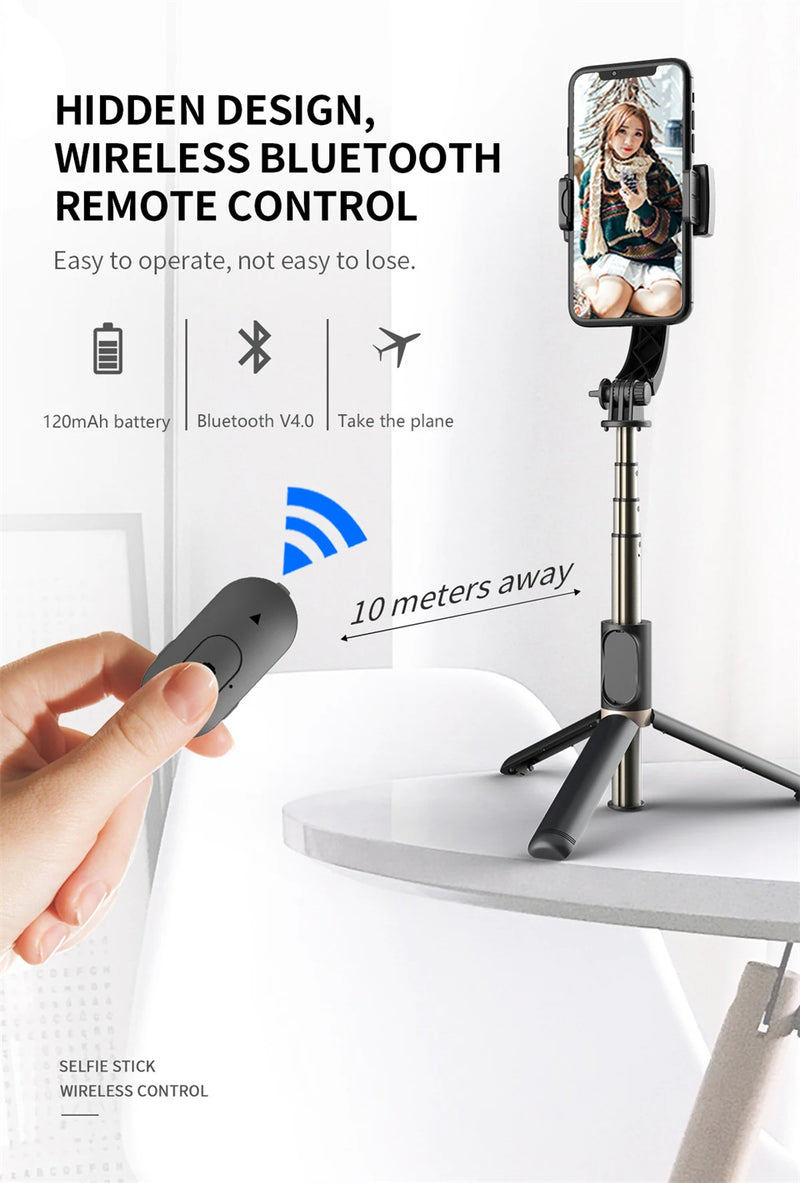 Handheld Gimbal 1-Axis Stabilizer for Smartphone Bluetooth Remote Control Selfie Stick Tripod Stand for iPhone Android Mobile (Q08)