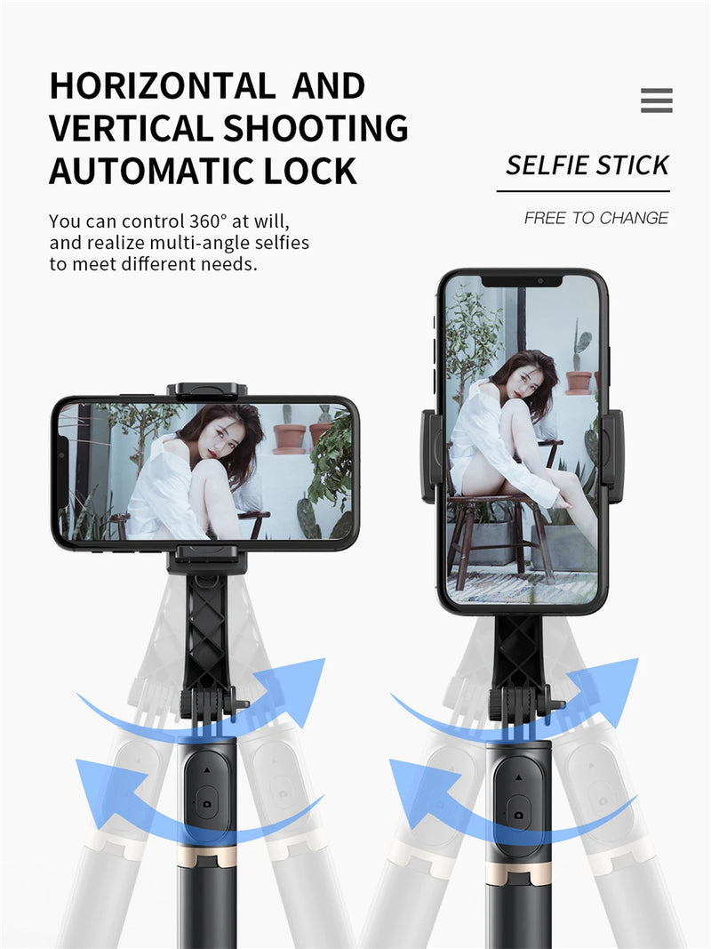 Handheld Gimbal 1-Axis Stabilizer for Smartphone Bluetooth Remote Control Selfie Stick Tripod Stand for iPhone Android Mobile (Q08)