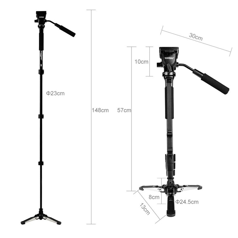 YUNTENG VCT-288RM SLR Camera Monopod Camera Support Foot Hydraulic Head Professional Photography Stand, Height: 1.48m