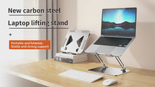 Load and play video in Gallery viewer, Adjustable Laptop Stand, Portable and Adjustable Handy Laptop Riser Ergonomic Computer Notebook Stand for MacBook Air Pro, Dell XPS, HP (12-17.3&#39;&#39;) Sliver
