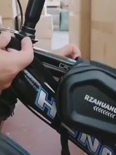 Load and play video in Gallery viewer, RZAHUAHU 7&quot; Mobile Phone Bike Front Frame Bag Waterproof Touch Screen EVA Hard Shell Top Tube Storage Bag (YA-464)
