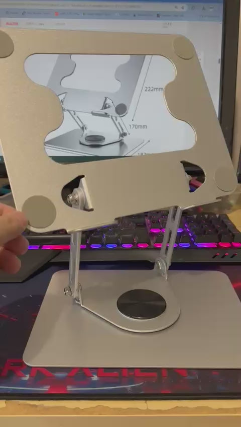 Laptop Notebook Tablet Stand, Height Adjustable, Foldable, Ergonomic Design with 360° Rotating Base (26cm x 22cm) Compatible with Laptop 11