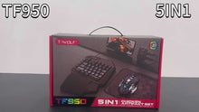 Load and play video in Gallery viewer, T-WOLF PUB G 5-in-1 Ergonomic LED Keyboard, Gaming LED Mouse, Converter Phone Holder with Mouse Pad Design
