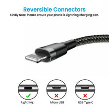 Load image into Gallery viewer, iQuick Braided Lightning to USB-A Fast Charging Cable 3.0M (Black)
