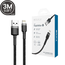 Load image into Gallery viewer, iQuick Braided Lightning to USB-A Fast Charging Cable 3.0M (Black)
