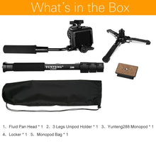 Load image into Gallery viewer, YUNTENG VCT-288RM SLR Camera Monopod Camera Support Foot Hydraulic Head Professional Photography Stand, Height: 1.48m
