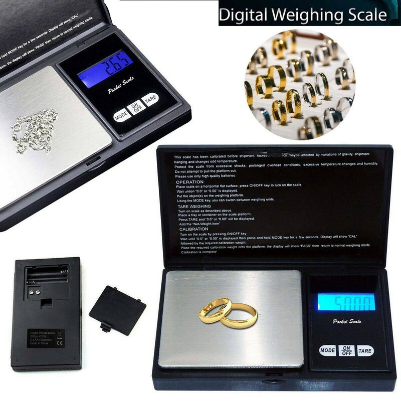 Digital Electronic Scale Mini Pocket Size from 0.01 - 500g (Micro mg) for Weighing Gold Jewellery Medical Herbs etc