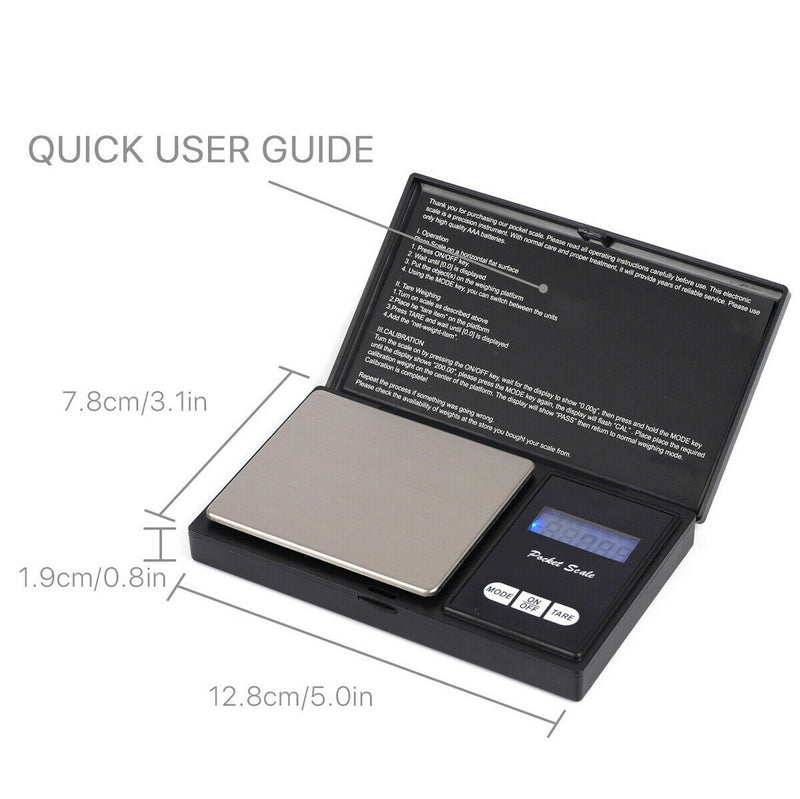 Digital Electronic Scale Mini Pocket Size from 0.01 - 500g (Micro mg) for Weighing Gold Jewellery Medical Herbs etc