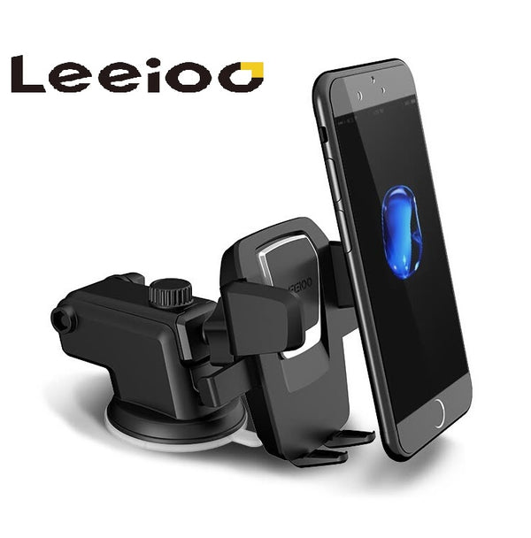 LEEIOO Car Dash & Windshield 360° Rotation Phone Holder with One Touch Lock/Release Support to Size 6.5 Inch