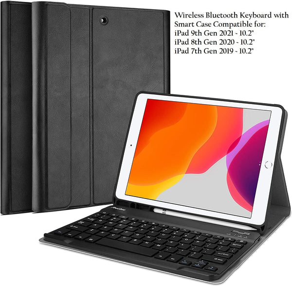 Bluetooth Wirless Keyboard Smart Case For iPad 9th/8th/7th Gen 10.2" with Pencil Holder