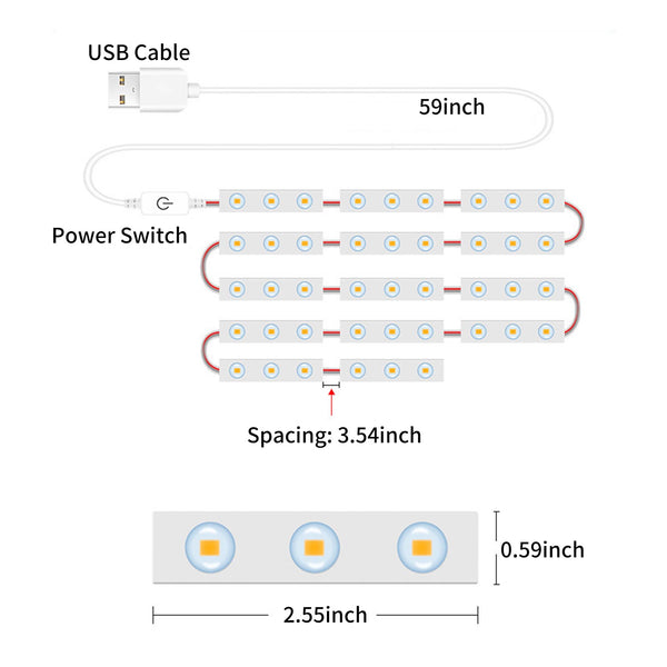 10 Strings 30 Beads Vanity Mirror Lights, Hollywood Style, Ultra Bright White, Dimmable Touch Control