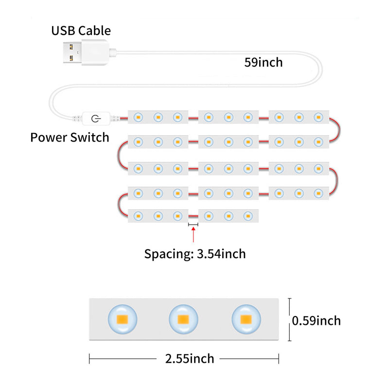 10 Strings 30 Beads Vanity Mirror Lights, Hollywood Style, Ultra Bright White, Dimmable Touch Control