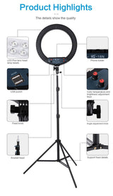 18" inch HQ LED Ring Light Kit with Stand & Remote