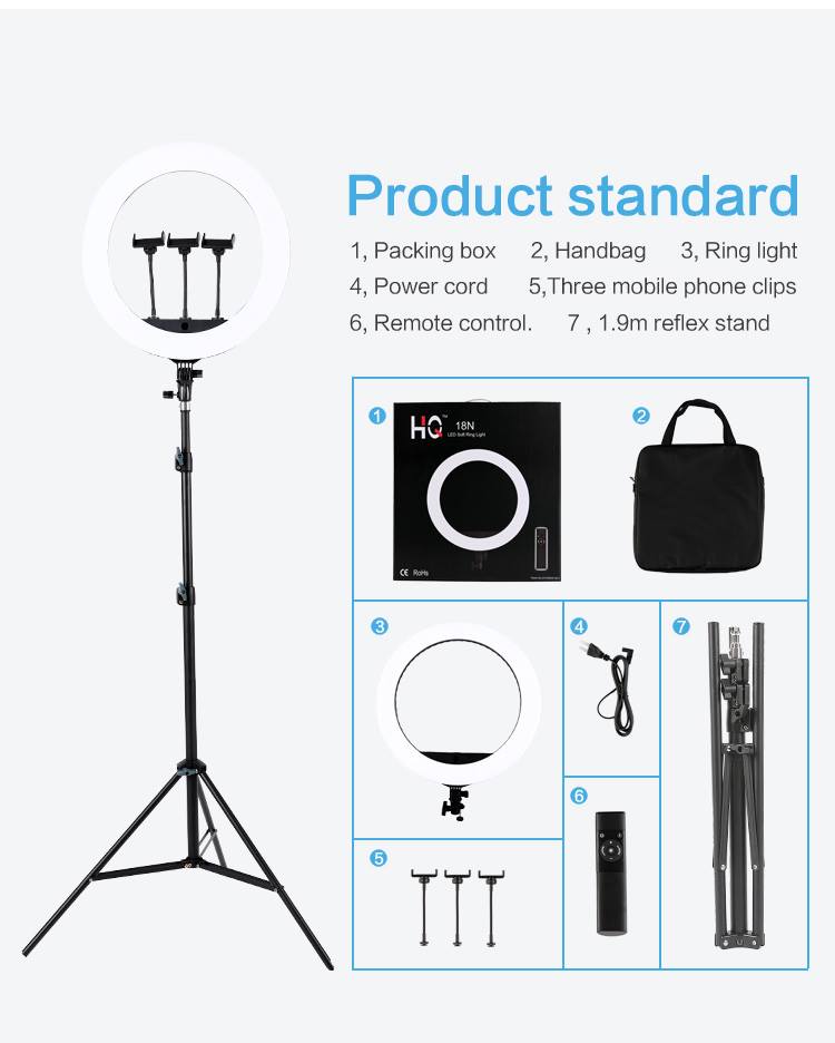 18" inch HQ LED Ring Light Kit with Stand & Remote