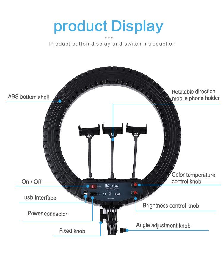 18" inch HQ LED Ring Light Kit with Stand & Remote