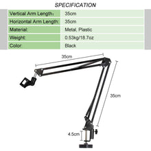 Load image into Gallery viewer, Universal 360° Rotating Suspension Boom Arm Desktop Microphone Holder
