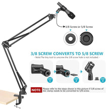 Load image into Gallery viewer, Universal 360° Rotating Suspension Boom Arm Desktop Microphone Holder
