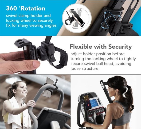 Buckle Holder Mount Gym Blanket Handlebar Treadmill for Phone Tab