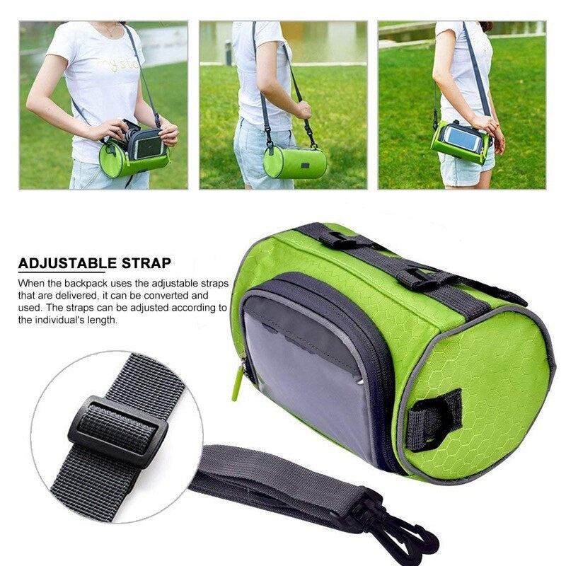 Bike Handlebar Riding Bag Touch Screen Phone Holder Bicycle Front Storage Pocket 1.5L Capacity