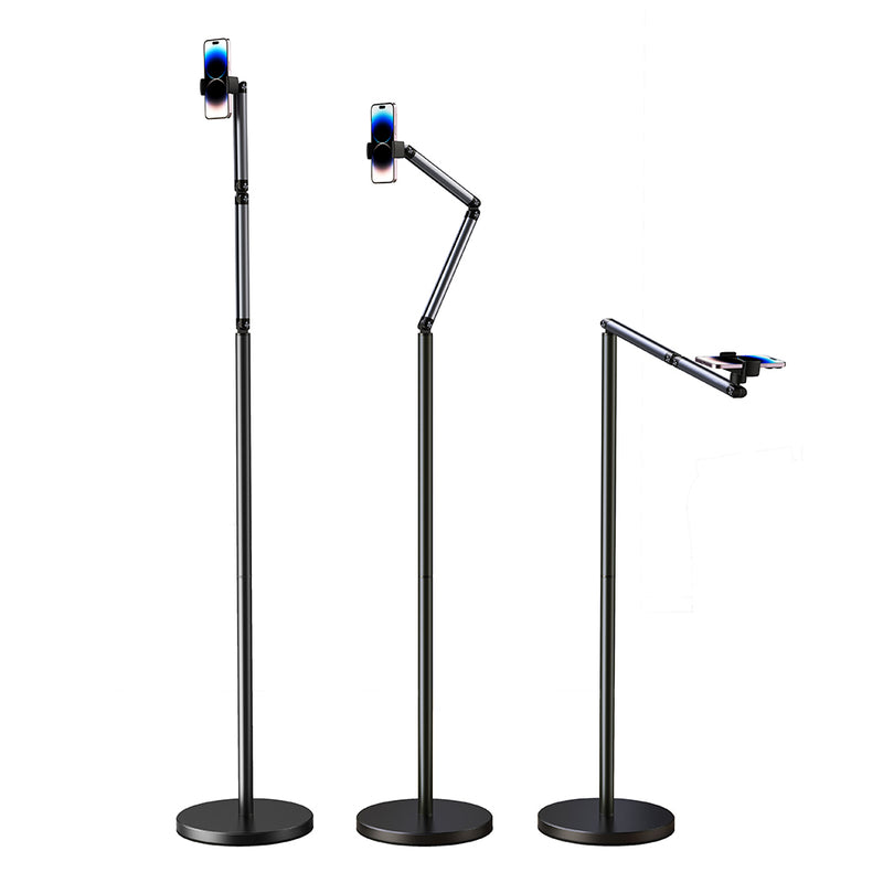 Universal 360° Cantilever Flexi Arm Floor Stand Steady Base (26cm, Weight 2.6Kg) for Phone up to 6.5" Inches