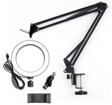 Load image into Gallery viewer, 26cm/10.0 Inch LED Ring Light, Dimmable, 3 Color Modes USB Powered with Lazy Spring Desktop Arm
