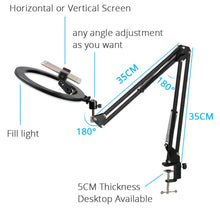Load image into Gallery viewer, 26cm/10.0 Inch LED Ring Light, Dimmable, 3 Color Modes USB Powered with Lazy Spring Desktop Arm
