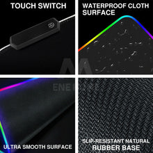 Load image into Gallery viewer, RGB Fabric Luminous Mouse Pad Colourful Glowing USB LED Non-slip RGB 14 Lights Mode Anti Slip USB Powered (300*800*4mm)
