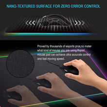 Load image into Gallery viewer, RGB Fabric Luminous Mouse Pad Colourful Glowing USB LED Non-slip RGB 14 Lights Mode Anti Slip USB Powered (300*800*4mm)
