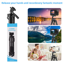 Load image into Gallery viewer, Universal Camera Travel Tripod Stand up to 140cm for Camera/Phone/Go Pro with Phone Mount
