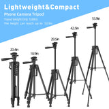 Universal Camera Travel Tripod Stand up to 140cm for Camera/Phone/Go Pro with Phone Mount