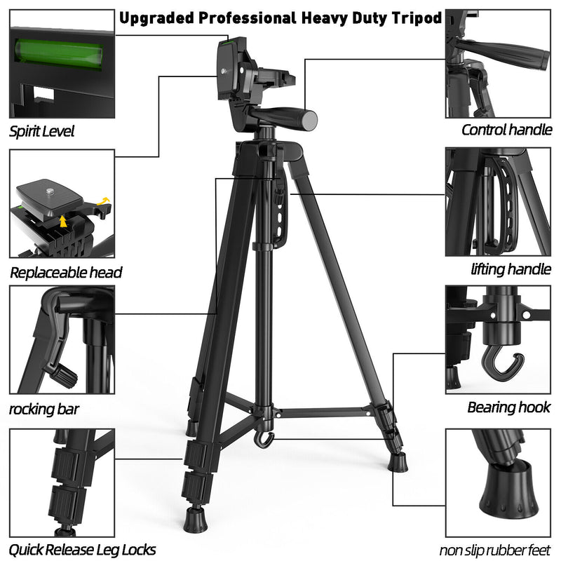 Universal Camera Travel Tripod Stand up to 140cm for Camera/Phone/Go Pro with Phone Mount