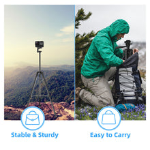Load image into Gallery viewer, Universal Camera Travel Tripod Stand up to 140cm for Camera/Phone/Go Pro with Phone Mount
